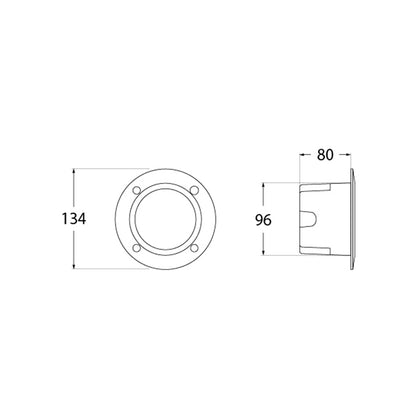 Aplique LETI fabricado en resina color negro con difusor opal PMMA