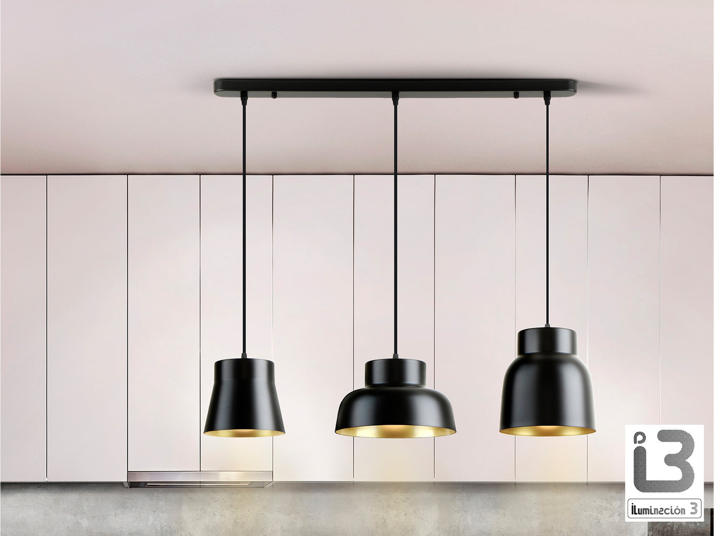 Lámpara 3 Luces Vulcano Negro/Oro Regulable - Schuller - 13572 - Vista 1