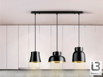 Lámpara 3 Luces Vulcano Negro/Oro Regulable - Schuller - 13572 - Vista 1