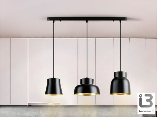 Lámpara 3 Luces Vulcano Negro/Oro Regulable - Schuller - 13572 - Vista 1