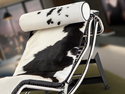 Chaise Longue Leco Piel Vaca Blanco Negro - Estructura Acero Cromado - Schuller - 458436 - Vista 3
