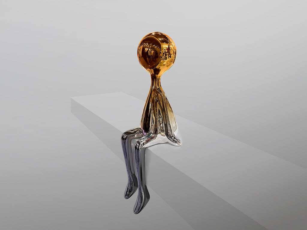 Figura Decorativa Sit Down Gris/Naranja - Schuller - 254236 - Vista 4