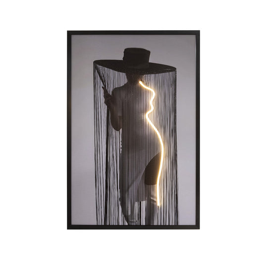Cuadro Luminoso LED Diva 80x120 cm Mujer con Sombrero Negro Schuller - vista principal | Schuller