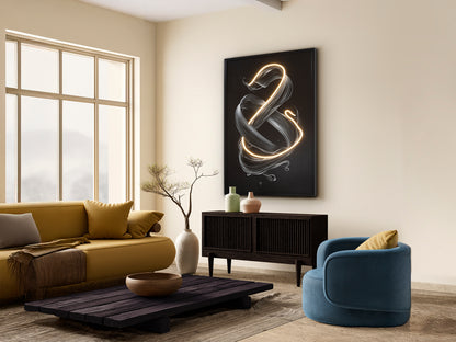 Cuadro con Luz LED Cinetic 80x120 cm Marco Negro Schuller en ambiente decorado | Schuller