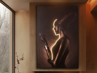Cuadro Decorativo con Luz LED Silueta 120x180 cm Negro Schuller en ambiente decorado | Schuller