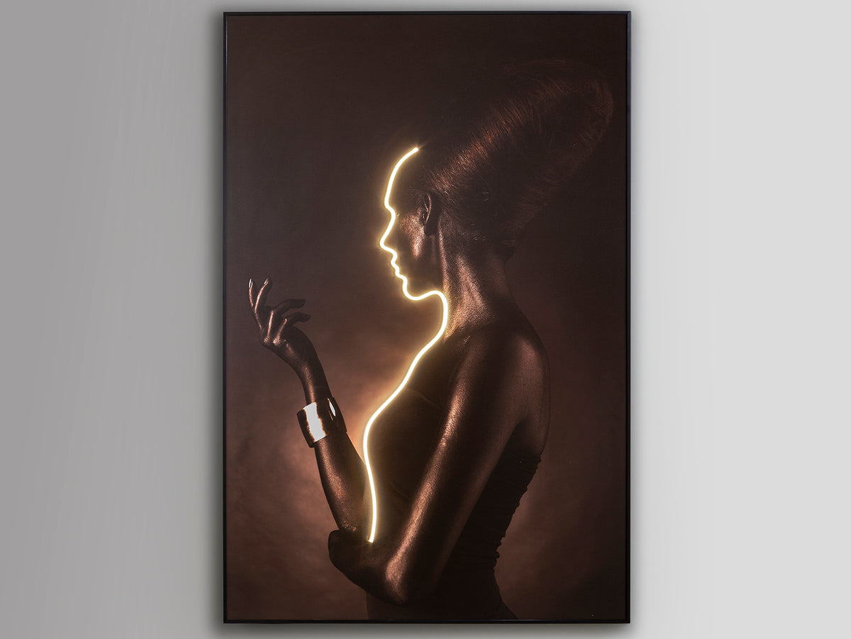 Cuadro Decorativo con Luz LED Silueta 120x180 cm Negro Schuller en ambiente decorado | Schuller