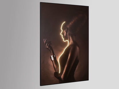 Cuadro Decorativo con Luz LED Silueta 120x180 cm Negro Schuller en ambiente decorado | Schuller
