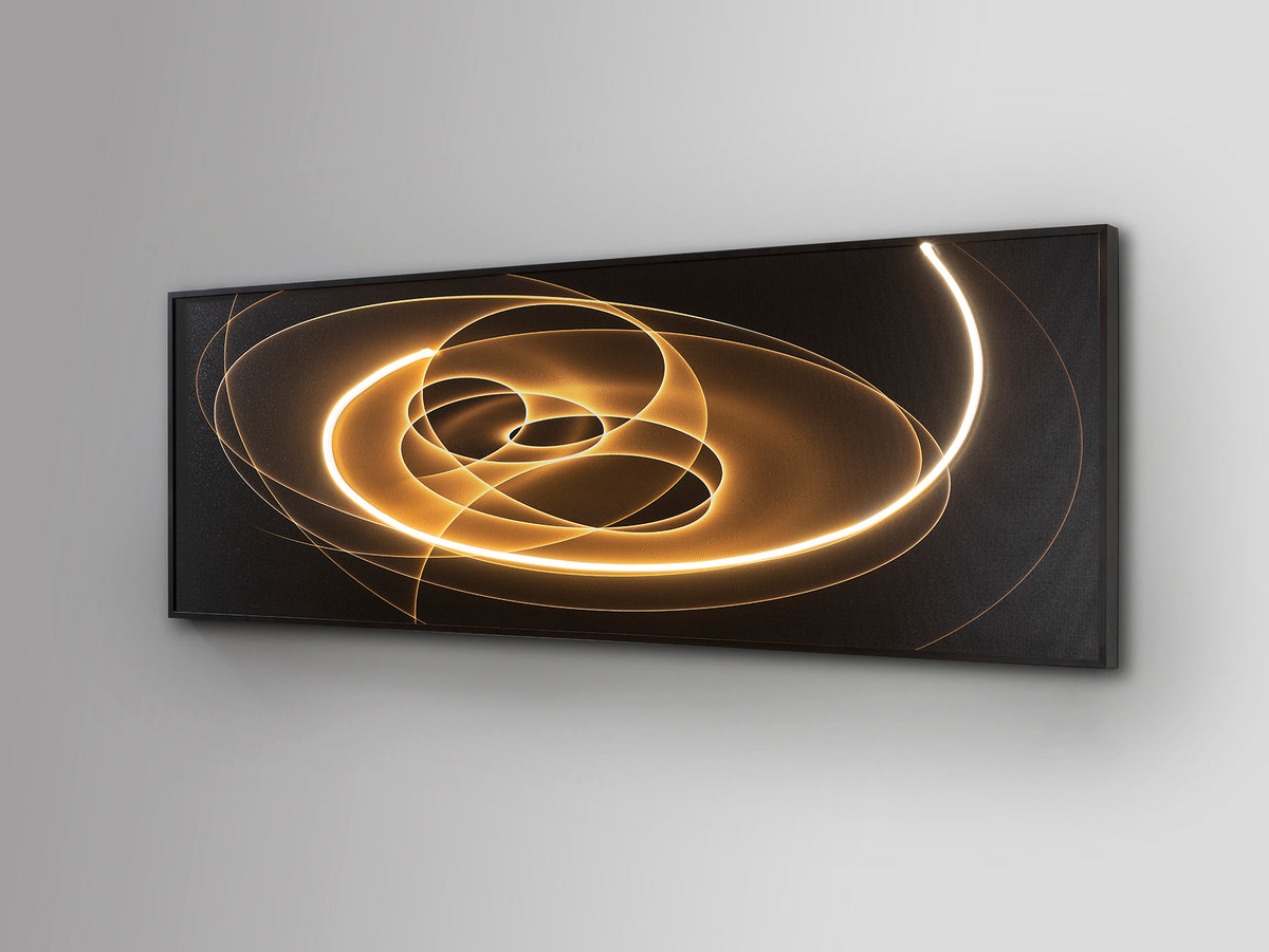 Cuadro Luminoso LED Trazados 150x50 cm Marco Negro Schuller en ambiente decorado | Schuller
