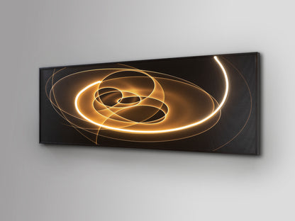Cuadro Luminoso LED Trazados 150x50 cm Marco Negro Schuller en ambiente decorado | Schuller