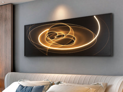 Cuadro Luminoso LED Trazados 150x50 cm Marco Negro Schuller en ambiente decorado | Schuller