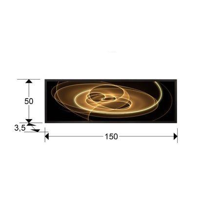 Plano con medidas de Cuadro Luminoso LED Trazados 150x50 cm Marco Negro Schuller