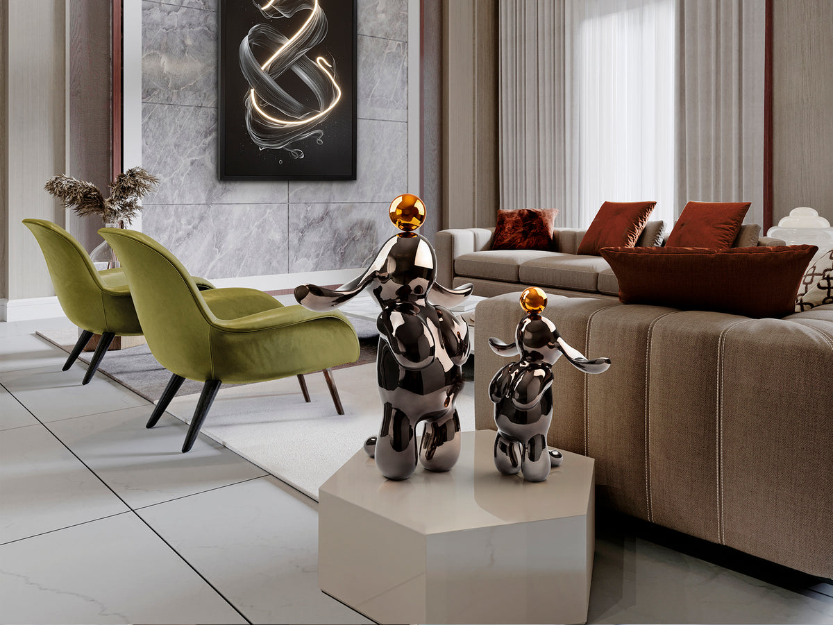 Figura Decorativa Conejo Pequeña 35 cm Gris y Naranja Schuller en ambiente decorado | Schuller · Ref. 302258