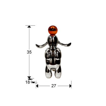 Plano con medidas de Figura Decorativa Conejo Pequeña 35 cm Gris y Naranja Schuller · Ref. 302258
