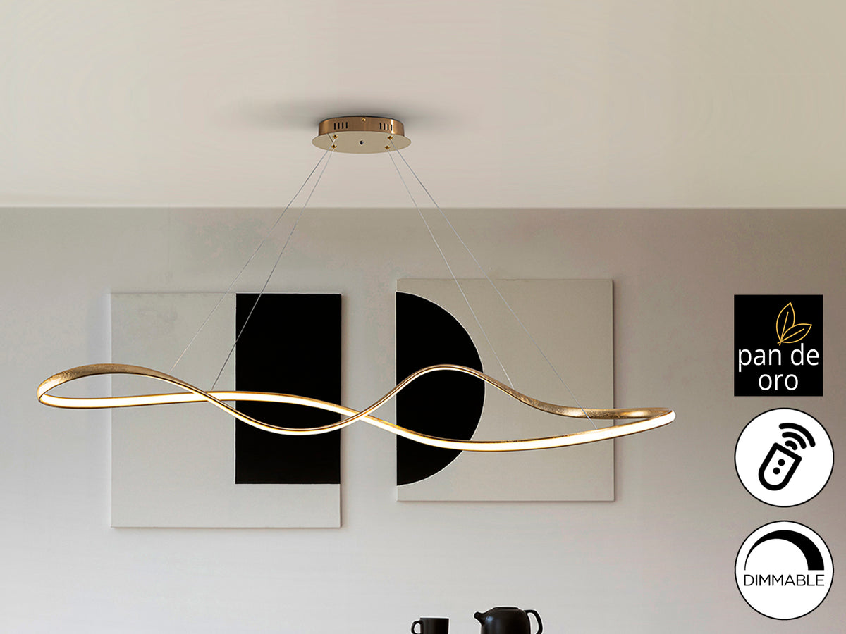 Lámpara de Techo LED Lia 150 cm Pan de Oro Regulable Schuller en ambiente decorado | Schuller