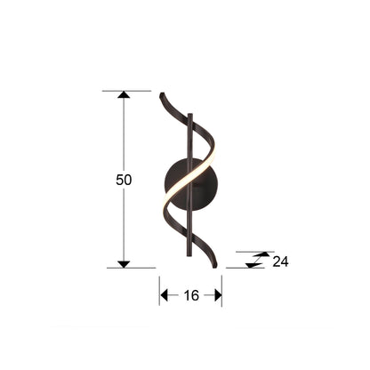 Plano con medidas de Aplique de Pared LED Boa 13W Negro Mate Schuller