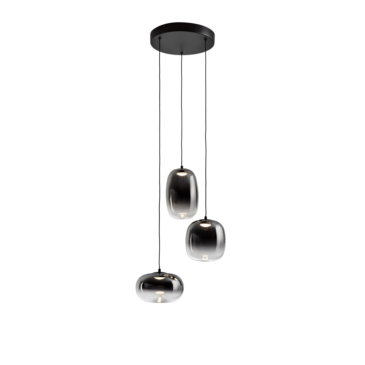 Lámpara Colgante Onice 3 Luces LED Negro Mate y Cristal Smoke Schuller - vista principal | Schuller