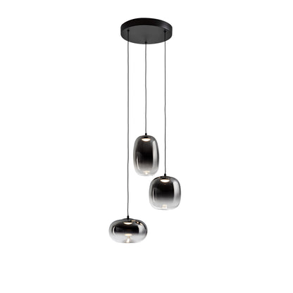 Lámpara Colgante Onice 3 Luces LED Negro Mate y Cristal Smoke Schuller - vista principal | Schuller