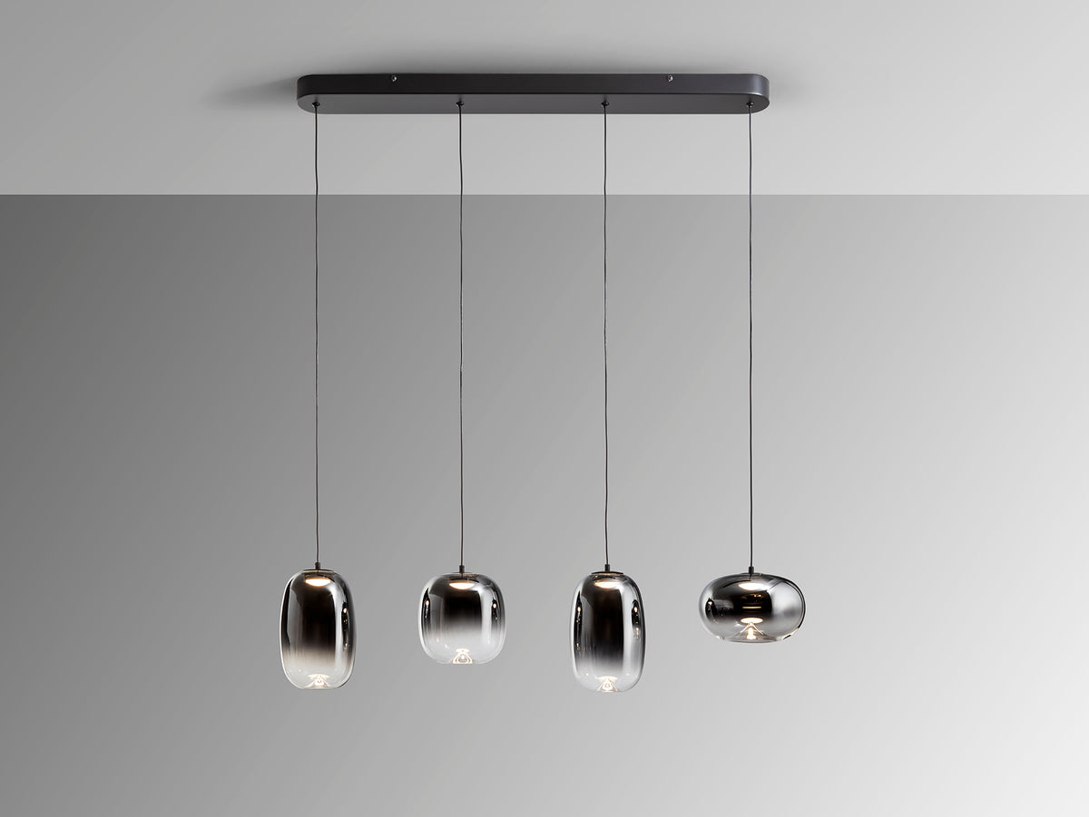 Lámpara Colgante Onice 4 Luces LED Negro Mate y Cristal Smoke Schuller en ambiente decorado | Schuller