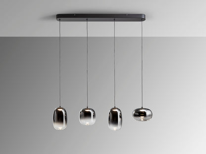 Lámpara Colgante Onice 4 Luces LED Negro Mate y Cristal Smoke Schuller en ambiente decorado | Schuller