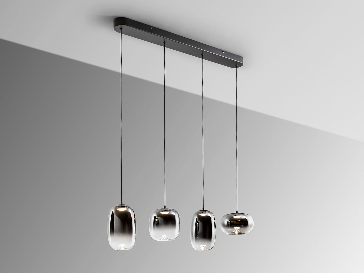 Lámpara Colgante Onice 4 Luces LED Negro Mate y Cristal Smoke Schuller en ambiente decorado | Schuller