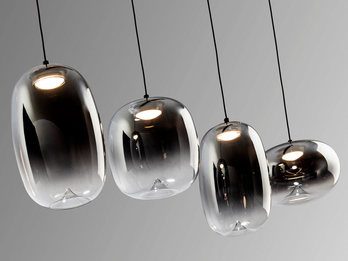 Lámpara Colgante Onice 4 Luces LED Negro Mate y Cristal Smoke Schuller en ambiente decorado | Schuller