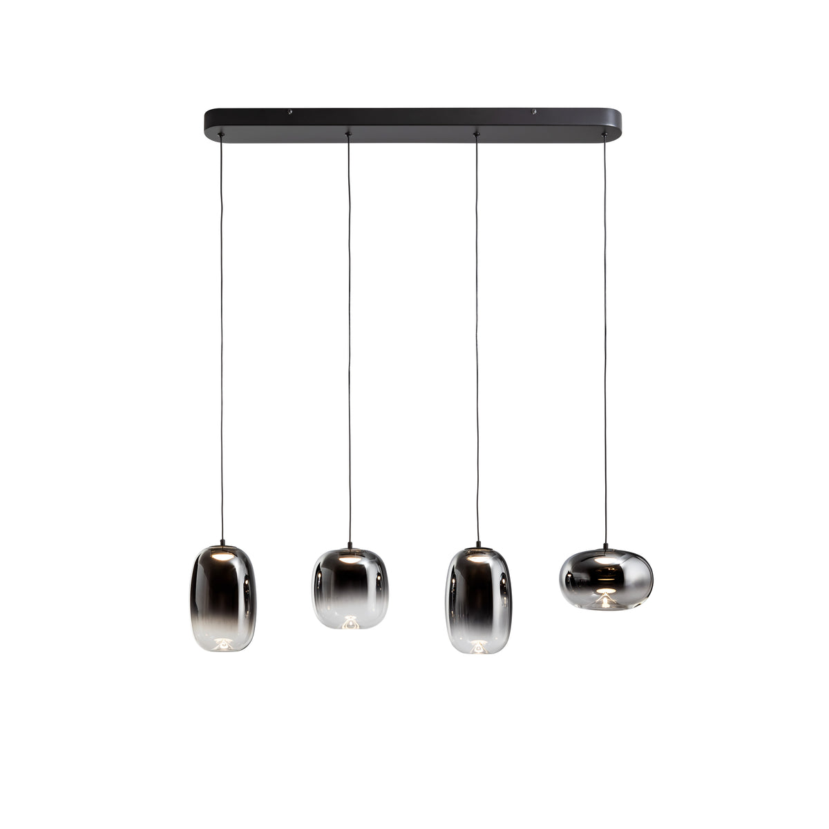 Lámpara Colgante Onice 4 Luces LED Negro Mate y Cristal Smoke Schuller - vista principal | Schuller