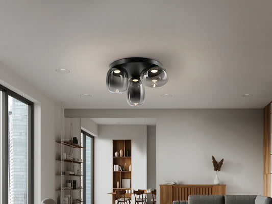 Plafón de Techo LED Onice 3 Luces Negro y Smoke Schuller en ambiente decorado | Schuller