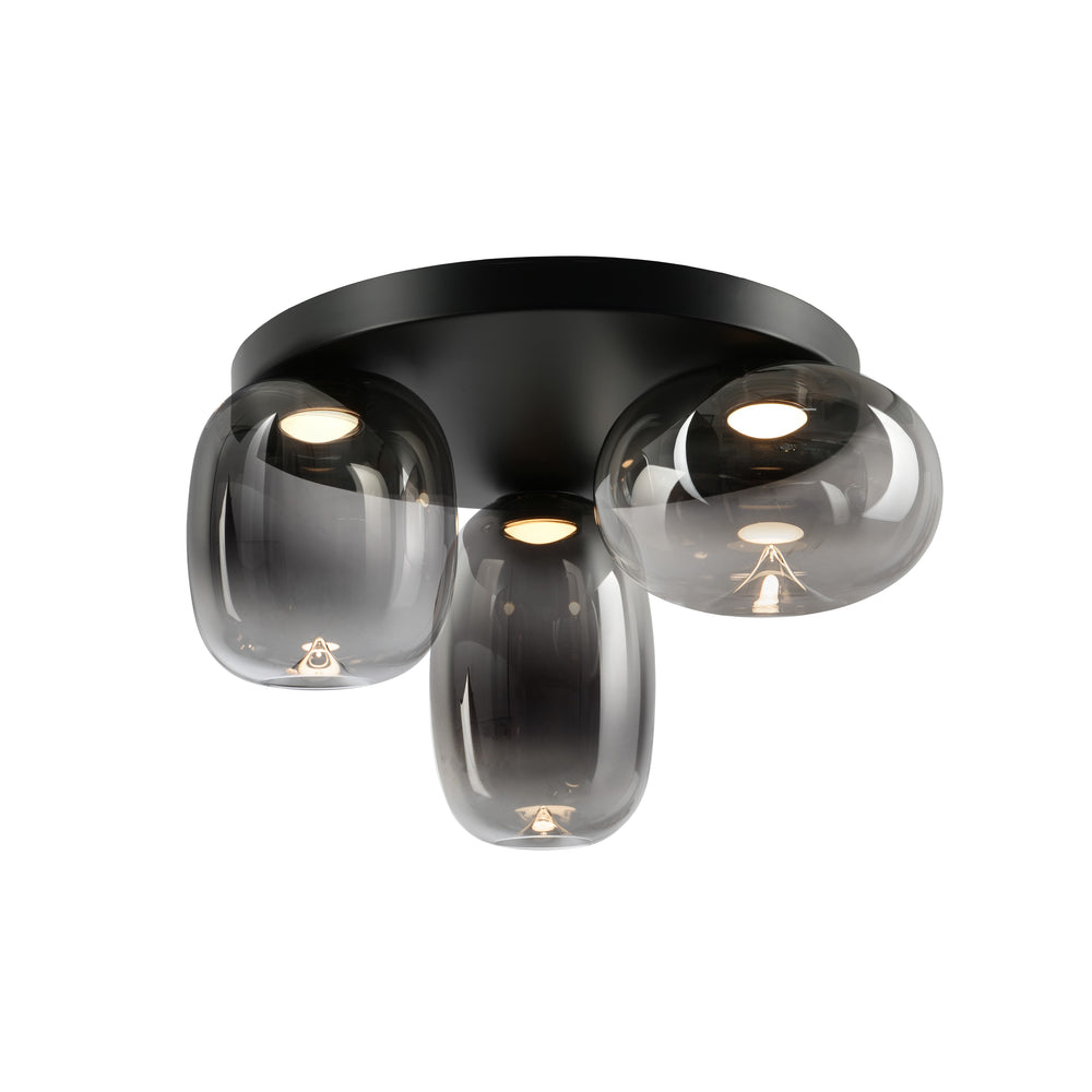 Plafón de Techo Onice 3 Luces LED 18W Negro y Smoke Schuller