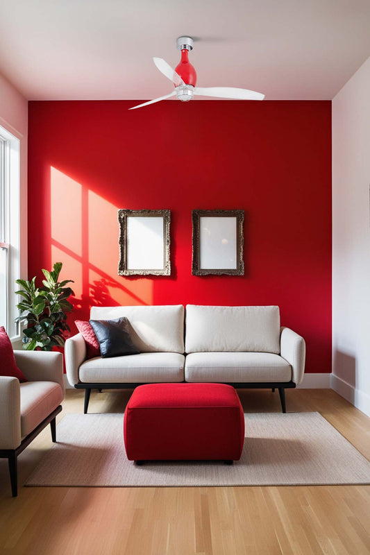 Ventilador Mini Eterfan fabricado en Acero y Cristal color Rojo, ideal para salón