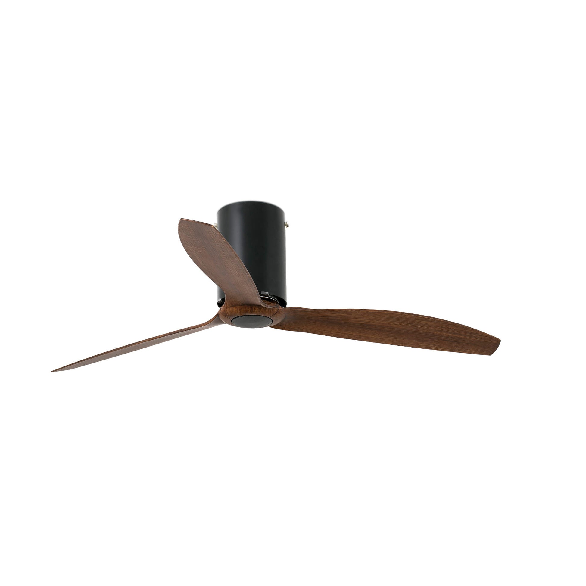 Ventilador de techo Mini Tube Fan M Faro 32042, motor DC 6 velocidades inversa, acabado negro mate con palas nogal