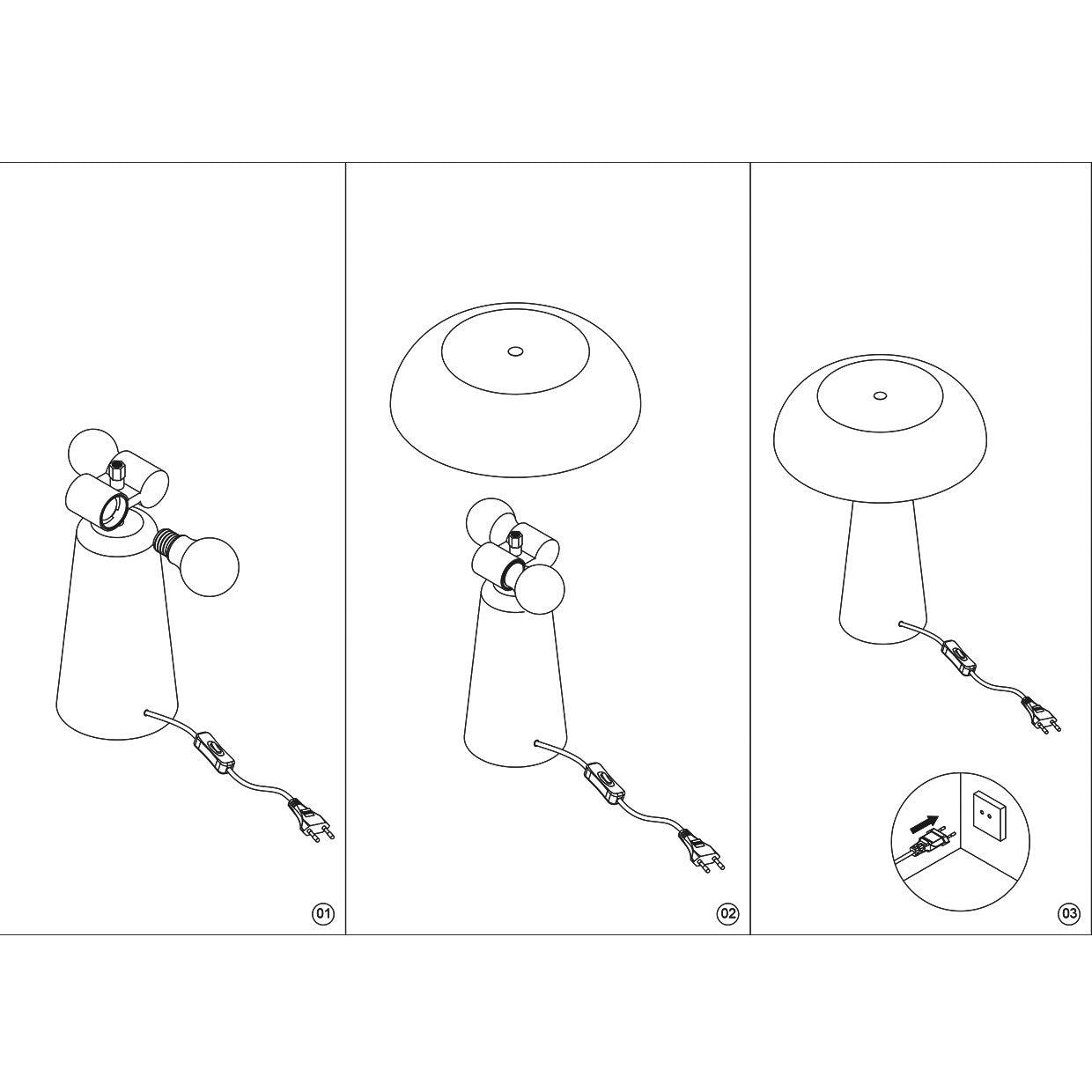 Vista lateral de la lámpara sobremesa Idea Tierra con cable e interruptor