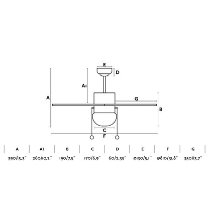 Ventilador de techo con luz E14 LED, ideal para techos inclinados