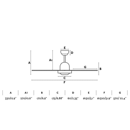 Ventilador Ibiza L fabricado en Acero color Níquel Mate