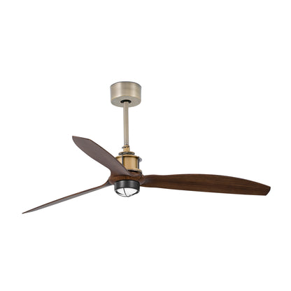 Ventilador de Techo Just Fan / Deco Fan M 128 cm FARO - Oro viejo/Nogal, JUST FAN 3000K, Mando + Tuya (app y voz) | FARO