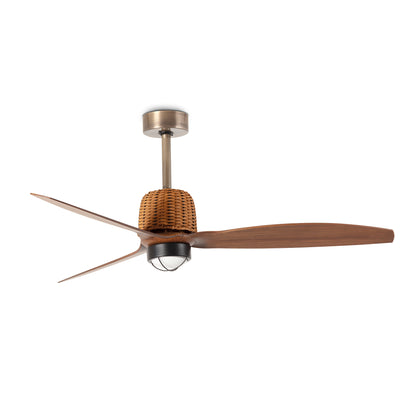Ventilador de Techo Weaver M 128 cm FARO - Oro viejo/Nogal, LED 3000K, 0-10V | FARO