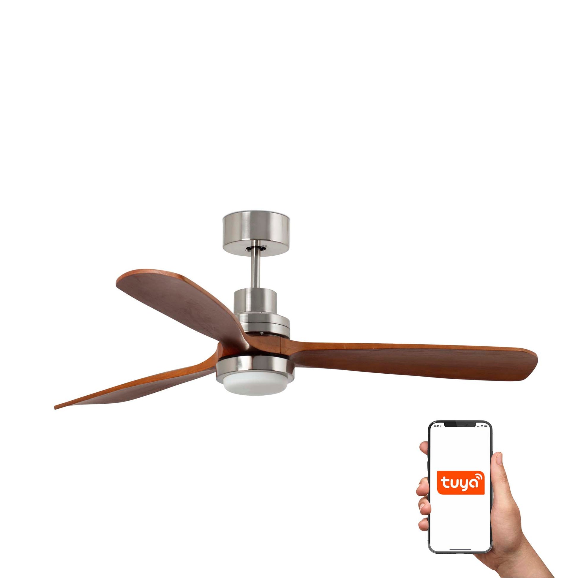 Ventilador Techo LED Inteligente Níquel Mate y Nogal FARO Lantau XL 33463DCWT