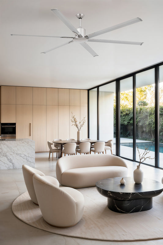 Ventilador de techo fabricado en aluminio color gris