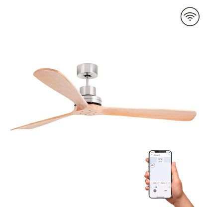 Ventilador de Techo Lantau XL 168 cm FARO - Níquel mate/Pino, Sin luz, Mando + Tuya (app y voz) | FARO · Ref. 33504DCWT