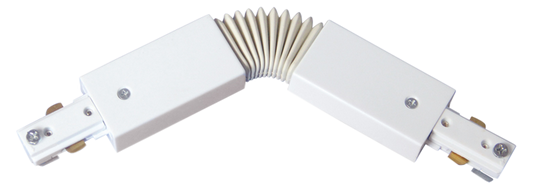Conector articulable fabricado en metal y policarbonato, color blanco