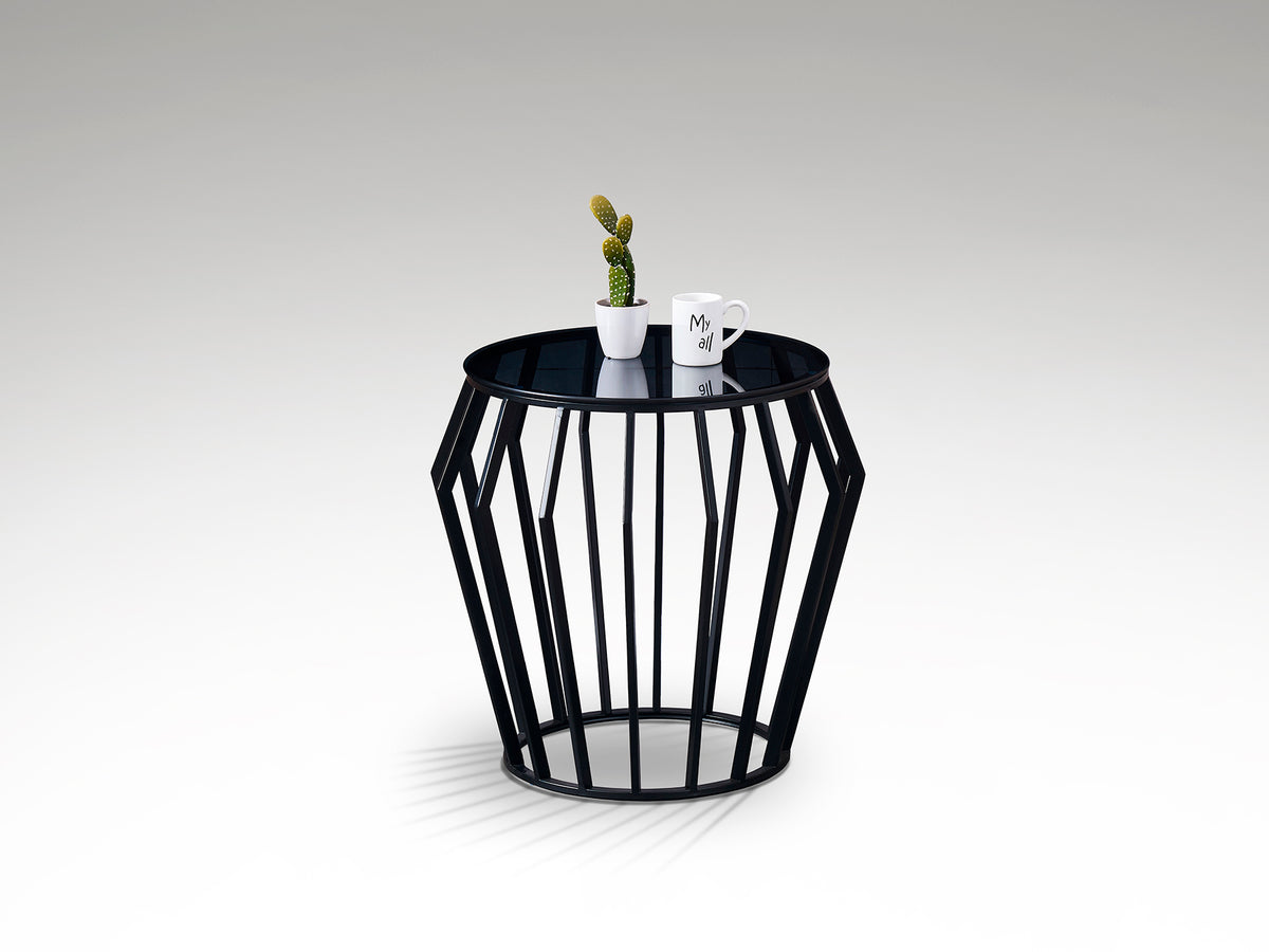 Mesa Velador Ciros 60 cm Metal Negro Mate y Cristal Smoke Schuller en ambiente decorado | Schuller · Ref. 336727
