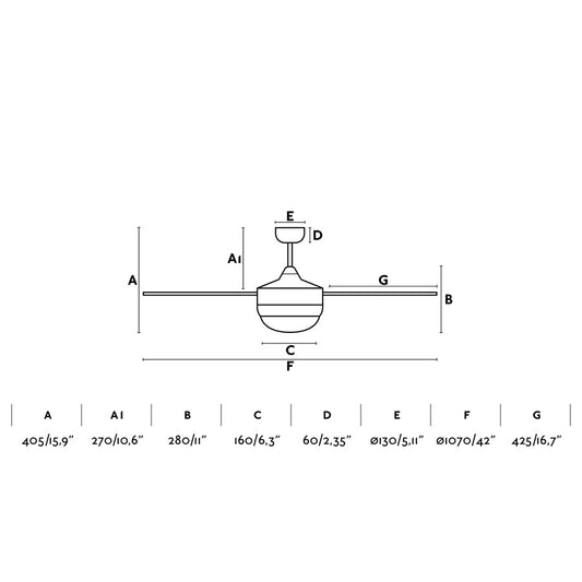 Ventilador MINI ICARIA fabricado en Acero color Oro Viejo, ideal para estancias pequeñas