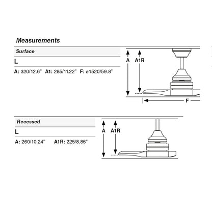 Ventilador de techo con motor DC y apto para techos inclinados