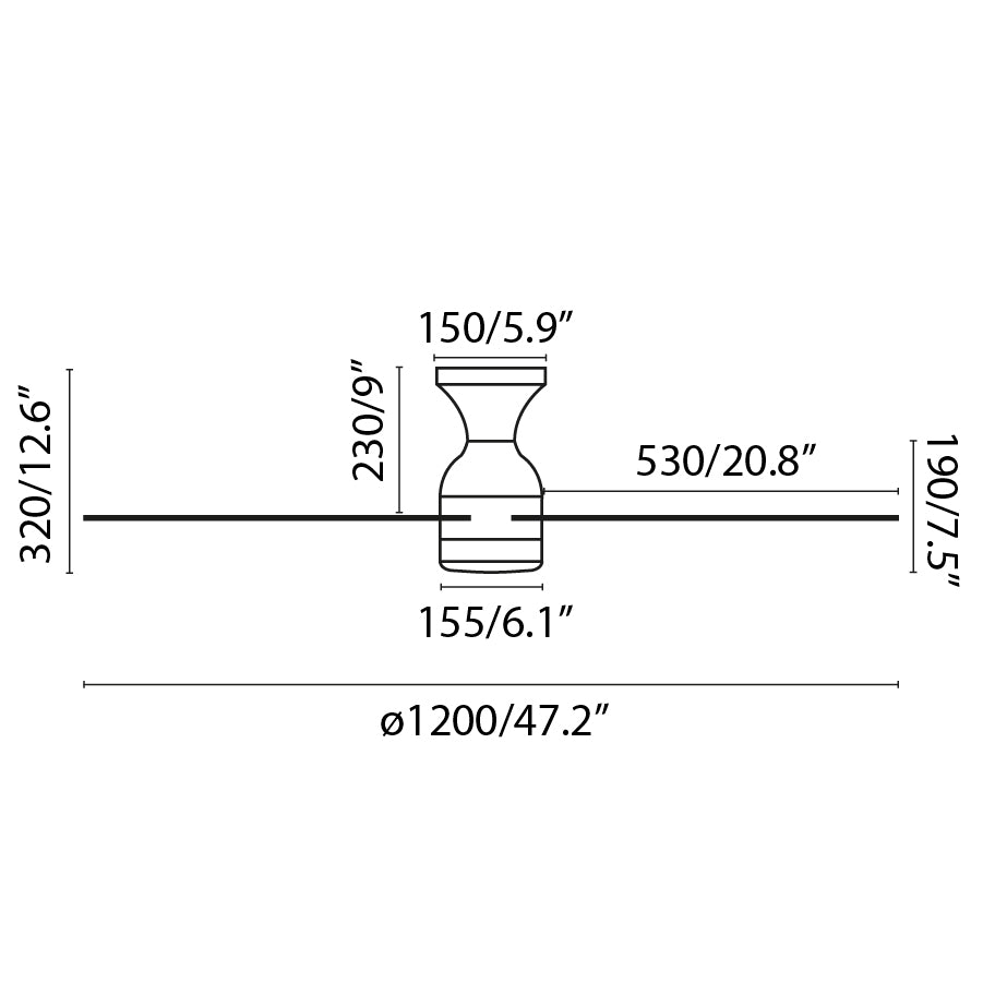 Ventilador de techo con flujo de aire de 212 m³/min