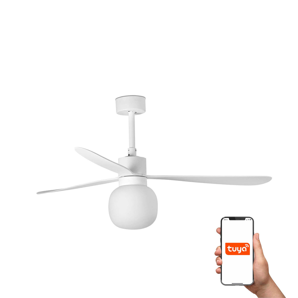 Ventilador de Techo Amelia L 132 cm FARO - Blanco, BALL 2700K, Mando + Tuya (app y voz) | FARO