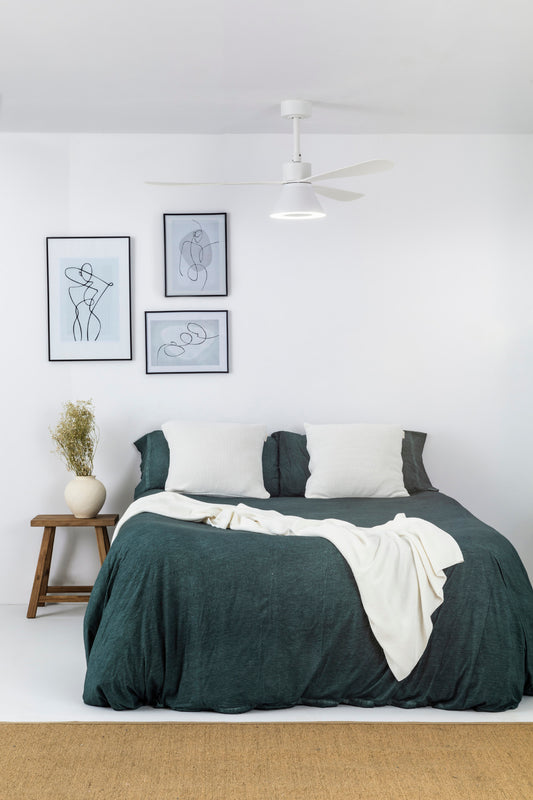 Ventilador de techo LED Faro Amelia L Cone WIZ blanco (33760WW-22) - Diseño moderno, 1320mm, control inteligente WIZ, luz regulable. Serie 3328.
