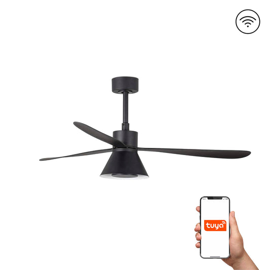 Ventilador Techo LED Inteligente AMELIA L CONE Negro Faro 33761WT-23