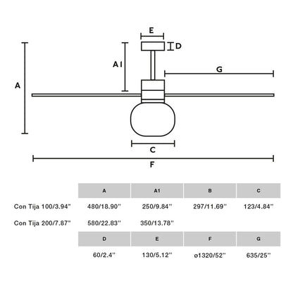 Ventilador de techo LED Amelia L Ball Gris WIZ de Faro (33762WW-27).  Diseño moderno, motor DC silencioso, luz regulable, control WIZ. Serie 3328.
