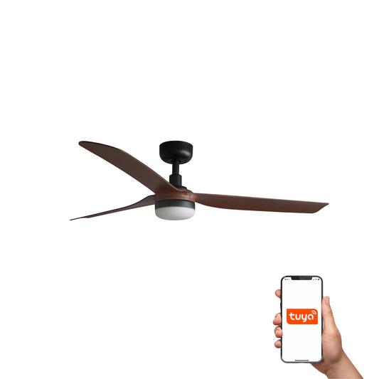 PUNT M Ventilador de Techo LED Smart TUYA Negro y Nogal FARO 33817WT-21