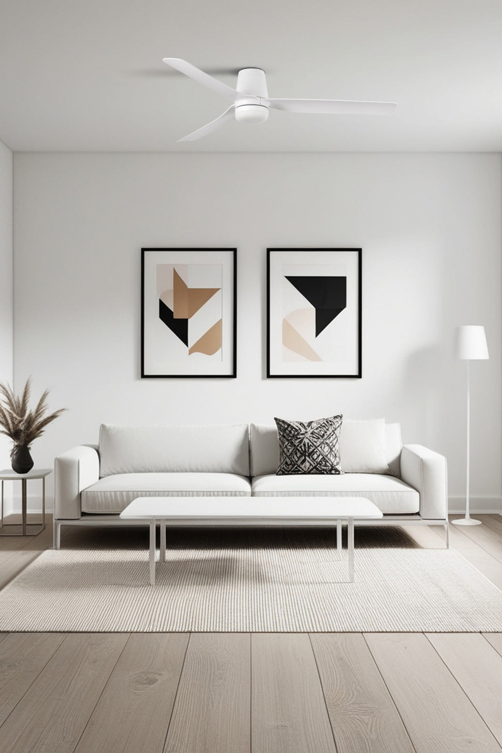 Ventilador de techo LED Faro Punt Tub M 33828-1TW blanco, diseño moderno, iluminación integrada, 6 velocidades, función inversa, ideal para estancias de 13-17.6m².
