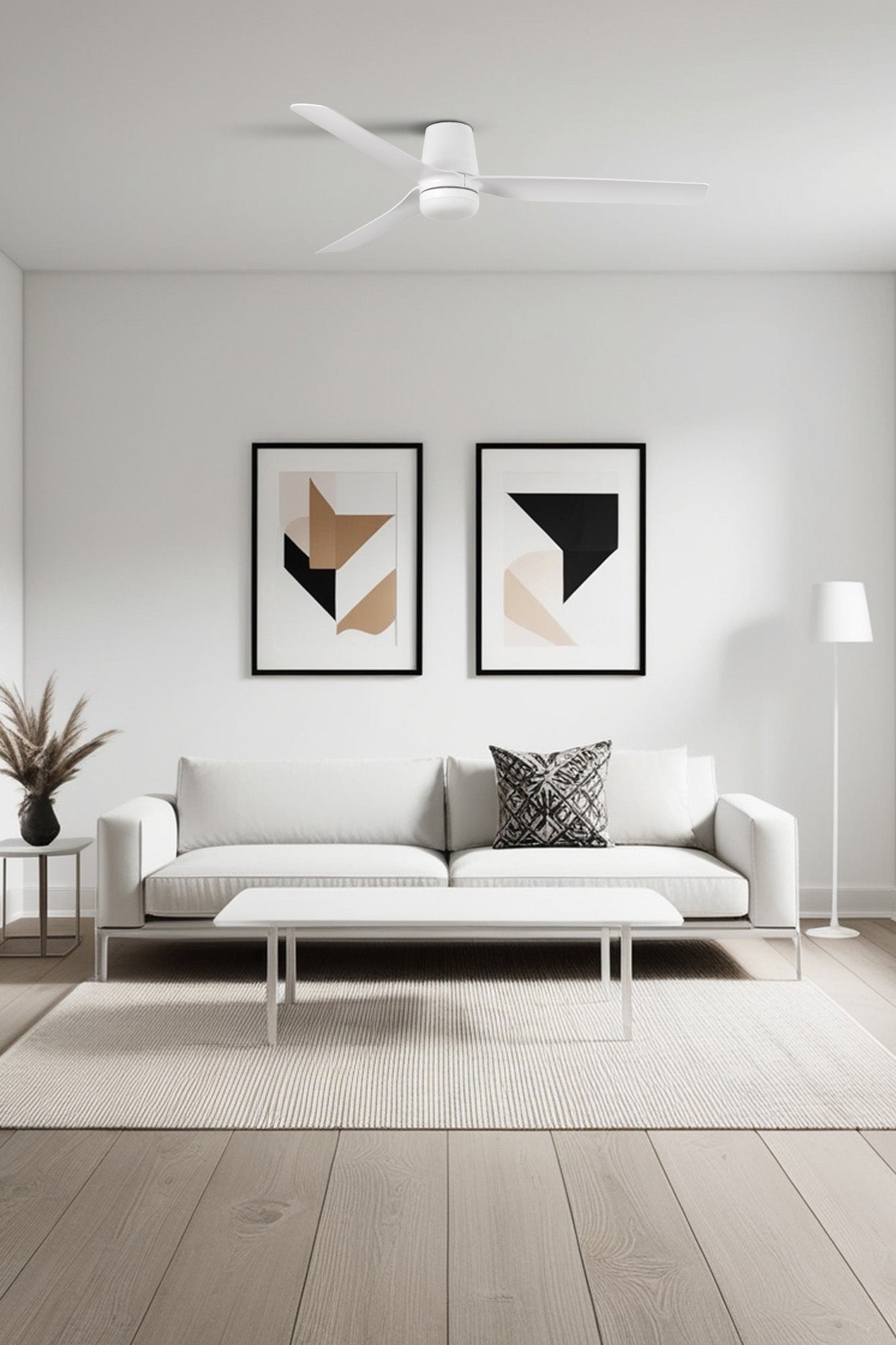 Ventilador de techo LED Faro Punt Tub M 33828-1TW blanco, diseño moderno, iluminación integrada, 6 velocidades, función inversa, ideal para estancias de 13-17.6m².
